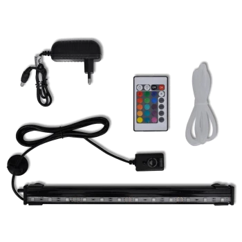 LED-Aquariumlicht-Set mit Fernbedienung, Netzadapter und Montageset, entworfen zur Verbesserung der Beleuchtung von Fischbecken.