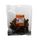 Klarer Plastikbeutel Miracle Dog Snacks Lammlunge 200g mit getrockneten Lammlungen-Leckerlis und einem Hundebild auf dem Etikett.