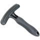 Schwarze Haustierpflege-Rake mit Metallstiften und ergonomischem Griff, entworfen zum Entfernen von losem Fell und Verfilzungen.