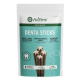 Verpackung für AniForte Anti-Plaque-Sticks Mini für kleine Hunde, mit einem Zahn-Icon, Text in Deutsch und einem getreidefreien Etikett.