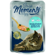 Katze Futterbeutel mit der Aufschrift "Soup Moments" mit einem goldenen Löffel, einer Schüssel Suppe und dem Text "Mit Huhn & Thunfisch."