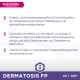 EUKANUBA Veterinärdiäten Verpackung mit "DERMATOSIS FP" für Haustiere, die Vorteile wie Allergieprävention und Omega-Fettsäuren hervorhebt.