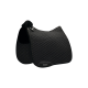 Schwarze, gesteppten Sattelunterlage mit weichem Fleece-Futter, mit einem Stubben-Logo an der Seite.