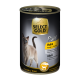 Dosenfutter für Katzen, gekennzeichnet mit "Select Gold Pure" und featuring einer Siamkatze. Die Dose gibt an "Huhn / Chicken", "Getreidefreie Formulierung" und "Erwachsene".