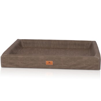 orthopädisches Hundebett Austin aus Kunstleder braun M-L