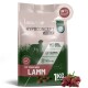 REAVET Hypoconcept Adult Hundefutterbeutel 'Mit frischem Lamm' 1 KG; Kroketten und rohes Lamm abgebildet, gluten- & weizenfrei.