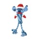 Blue Stitch plush dog toy with red Santa hat and mittens, rope body and legs, Disney tag visible.