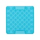 Blaues Silikon-LickiMat Mini mit einer strukturierten Oberfläche, die ein Gitter aus erhöhten Kreuzen zeigt, entworfen für die Fütterungsanreicherung von Haustieren.