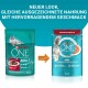 Deux paquets de nourriture pour chats Purina ONE côte à côte : à gauche étiqueté "ADULT", à droite présentant "Mit RIND und KAROTTEN" et des avantages pour la santé.