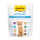 GimCat Kitten Milk Packung mit einem orangefarbenen Kätzchen, Nährstoffangaben und Texten auf Deutsch und Englisch.