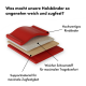 Diagramm eines Haustierhalsbands, das Schichten zeigt: hochwertiges Rindsleder, weicher Schaum für Komfort und Stützmaterial für Haltbarkeit, mit deutschem Text.
