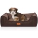 Hundebett Luke aus Velours mit feinem Handwebcharakter braun M-L