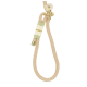 Beige braided rope dog slip leash with green and white thread accents and gold metal hardware.