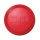 Rotes KONG-Gummifrisbee mit eingeprägtem 'KONG'-Logo und konzentrisch geriffelter Außenkante auf weißem Hintergrund.