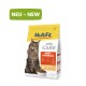Kattenvoer verpakking gelabeld 'MultiFit CARE ANTI-HAIRBALL' met een fluffy kat, met een groene 'NEU - NEW' banner aan de bovenkant.