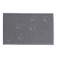 Graue Haustiermatte mit erhöhten Pfotenabdruck-Designs, ideal, um Böden von Schmutz und Feuchtigkeit der Haustiere sauber zu halten.