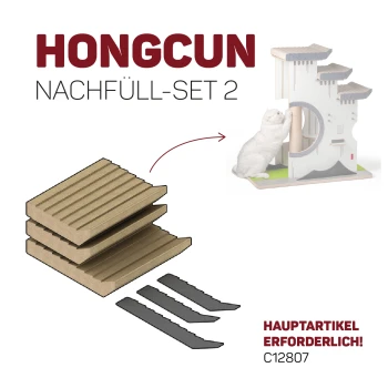 Hongcun Nachfüll-Set 2 für Katzenkratzbäume, bestehend aus drei Ersatzpolstern und zwei schwarzen Ersatzstreifen; Hinweis: Hauptartikel erforderlich.
