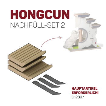 Hongcun Nachfüll-Set 2 für Katzenkratzbäume, bestehend aus drei Ersatzpolstern und zwei schwarzen Ersatzstreifen; Hinweis: Hauptartikel erforderlich.