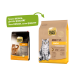 Verpackung von Select Gold Katzenfutter mit einer braunen getigerten Katze und einer grauen getigerten Katze, beschriftet mit 'Indoor Adult' und einem Hinweis auf das neue Design.