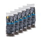 Sechs Beutel Liebesgut BIO-Rinder Minis Katzensnacks in Klarsichtverpackung mit schwarzen Etiketten und BIO-Siegel