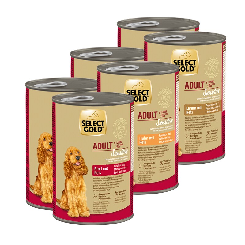 SELECT GOLD Sensitive Adult Mixpakket 6x400g Gemengd pakket 1