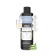 Schwarze Flasche des Alphazoo Sensibelchen Shampoos für empfindliche Haut mit Aloe Vera, deutschem Text und Aloe-Scheiben.