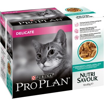 Pro Plan Katzenfutter Nutrisavour Delicate mit Fisch – Beutel 10 x 85g