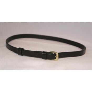 Schwarzes Leder-Haustierhalsband mit einer goldenen Schnalle und verstellbaren Löchern für die Größe.