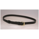 Schwarzes Leder-Haustierhalsband mit einer goldenen Schnalle und verstellbaren Löchern für die Größe.
