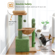 Katzenspielbaum mit einer großen Basis und einem Anti-Kipp-Kit für Stabilität, ausgestattet mit einer gemütlichen Hängematte und hängenden Spielzeugen.