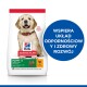 Torba z karmą dla psów Hill's Science Plan z uśmiechającym się szczeniakiem golden retrievera, z tekstem podkreślającym wsparcie dla odporności i zdrowego wzrostu.