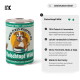 Dose Hundefutter 'Fleischtopf Wild' mit Cartoon-Hund und deutschen Angaben: '70% Fleisch & Innereien', 'Made in Germany'.