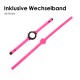 Rosa verstellbare Armbänder für Haustiere mit einem runden Connector, beschriftet mit "Inklusive Wechselband als Ersatz."