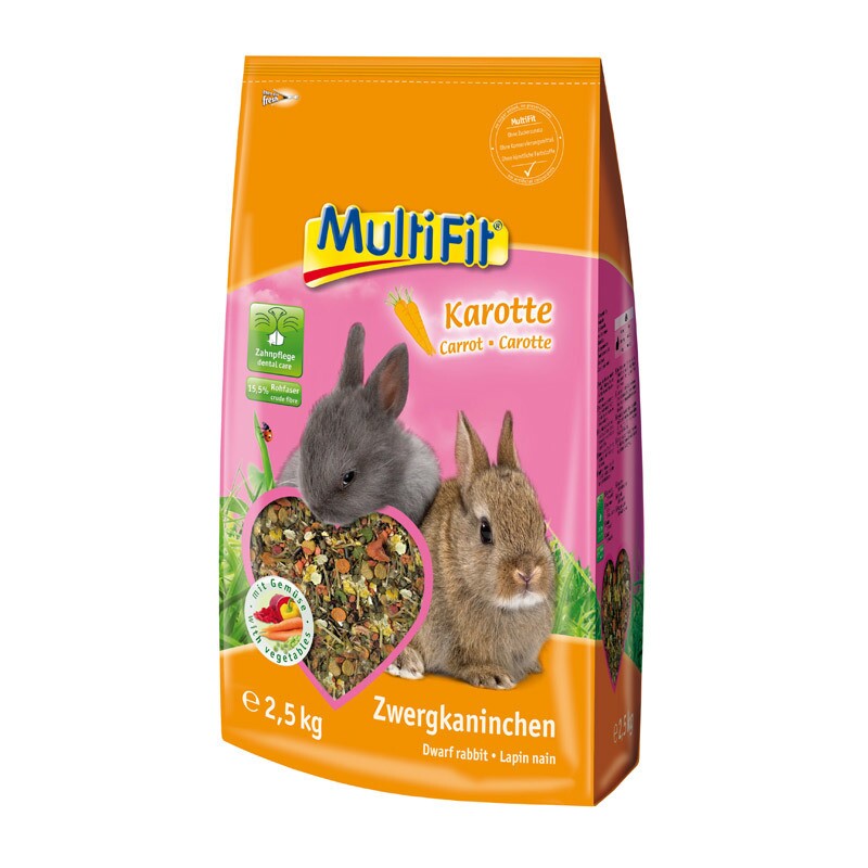MultiFit voor dwergkonijnen met wortelen 2,5 kg