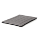 Graues Haustierbett mit einem gepolsterten Design, das eine weiche, gepolsterte Oberfläche und einen schwarzen Rand aufweist, geeignet für Hunde oder Katzen.