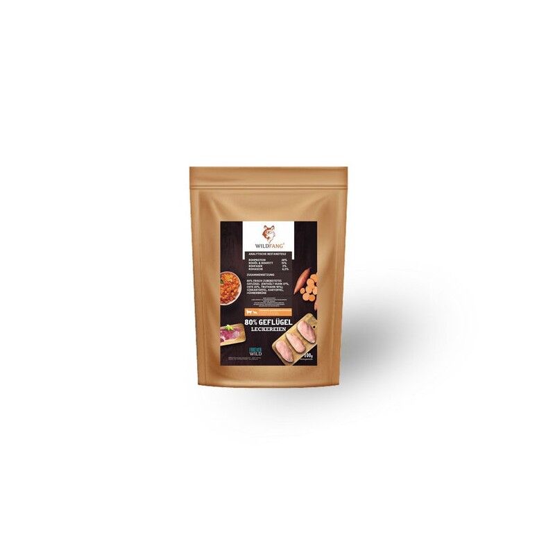 Wildfang Snacks mit 80 % Geflügel - getreidefrei 100 g