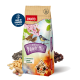 Eine Tüte Panto Wildvogel Power-Mix Vogelfutter mit bunten Vogelillustrationen und Text über Vitamine für die ganzjährige Fütterung.