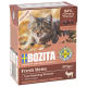Bozita Fresh Menu Katzenfutter mit freilaufendem Wild, 84 % tierischer Ursprung, Stücke in Gelee, 370 g, hergestellt in Schweden.