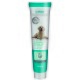 Tube de gel dentaire Microsilver Care de Petbalance pour chiens, avec un golden retriever sur l'étiquette, contenant de l'huile de menthe et un volume de 125 ml.