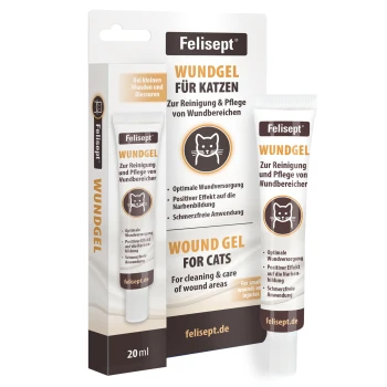 Felisept Wundgel für Katzen – Tube und Schachtel, 20 ml, zur Reinigung und Pflege von Wundbereichen.