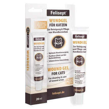 Felisept Wundgel für Katzen – Tube und Schachtel, 20 ml, zur Reinigung und Pflege von Wundbereichen.
