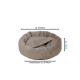 Runder Haustierbett in Beige, mit einem Durchmesser von etwa 50 cm und einer Höhe von 15 cm, mit einem abnehmbaren inneren Kissen mit einem Durchmesser von 44 cm.