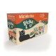 Boîte mixte sauvage pour chats de la marque Lucky Lou, avec un dessin de chat noir en cartoon sur le devant, offrant 4 variétés dans 12 sachets.