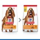 Verpackung von Hill's Science Plan Light Mature Adult 7+ Hundefutter, mit einem braunen Hund, mit Details zur Gewichtskontrolle und Hühnergeschmack.