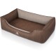 Orthopädisches Hundebett Outlander aus laser-gestepptem Kunstleder braun/ grau XXL