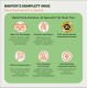 Grünes Plakat mit Titel 'BARFER'S KOMPLETT‑MIXE' und Untertitel 'Die einfachste Art zu barfen'; zeigt 'Natürliche Zutaten', DLG‑Siegel, ohne Zuckerzusatz, getreidefrei.