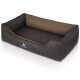 Orthopädisches Hundebett Outback aus laser-gestepptem Kunstleder schwarz/ gelb XL