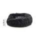 Rundes, flauschiges, dunkelgraues Haustierbett mit einem Durchmesser von etwa 60 cm und einer Höhe von 20 cm, ideal für kleine Tiere.
