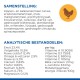 Huisdiervoeding verpakking met ingrediëntenlijst inclusief kippenmeel, granen en vitamines, met voedingsanalyse per kg.