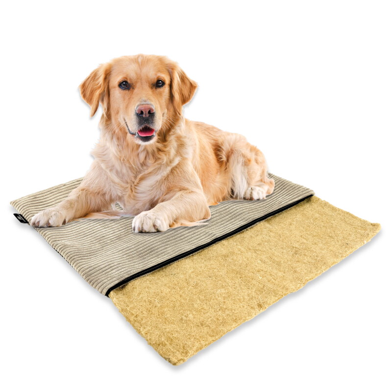 Rohrschneider mümmi Hundematte Hanf, abnehmbarer Cordbezug beige 50 cm, 2 cm, 44 cm